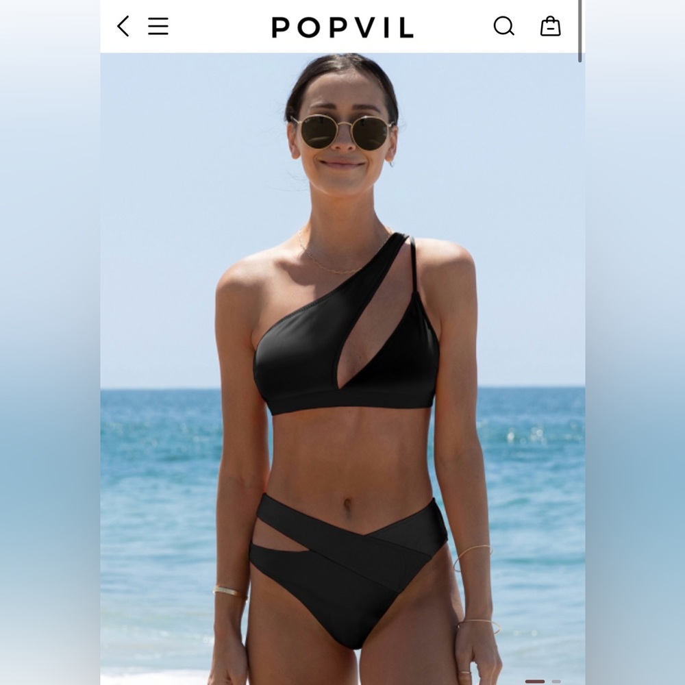 Viral Popvil Elegant Black One-Shoulder Bikini